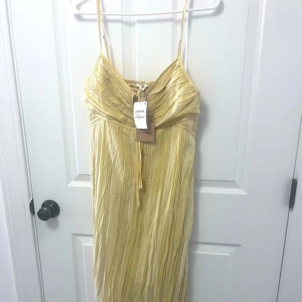 Blu Pepper Stripe Tie Front Empire Waist Maxi Dress - Picture 5 of 12